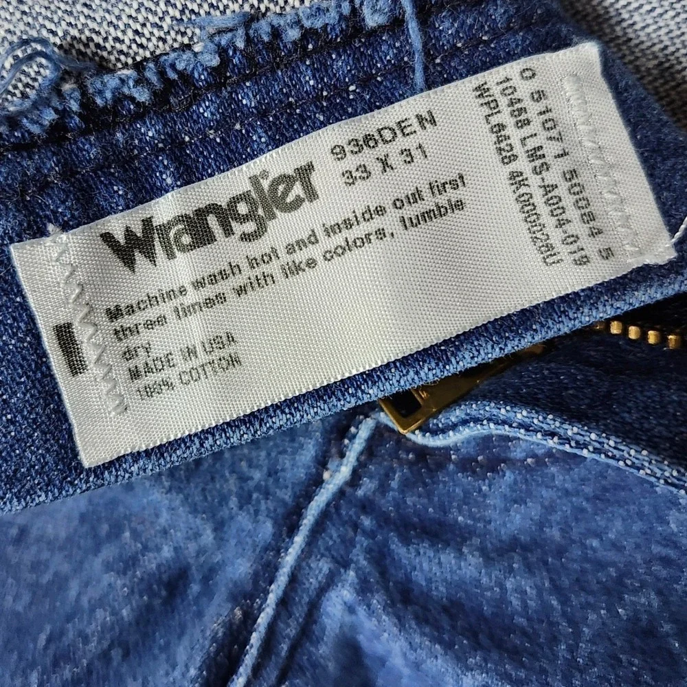 Wrangler Jeans Men 33x31 Dark Wash Excellent Cowboy Cut 936DEN Slim Fit USA Made